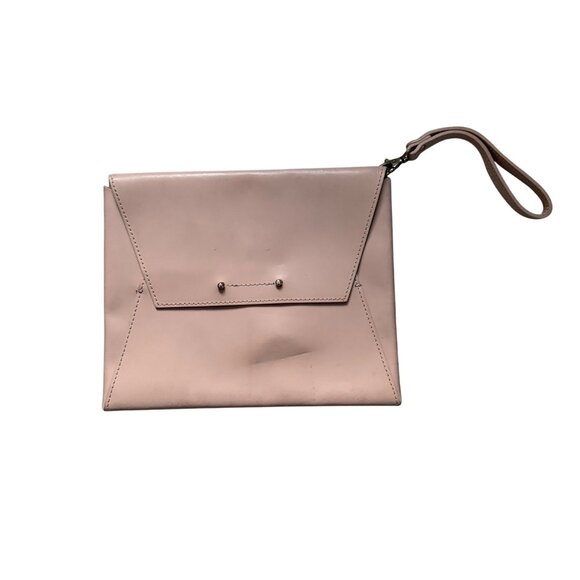 Garuglieri Genuine Leather Envelope Wristlet Clutch Made In Italy Light Pink - Picture 1 of 7